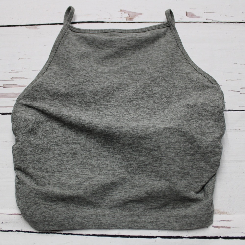 YPB Abercrombie High Neck Ruched Active Tank Grey Medium Athleisure